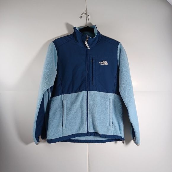 The North Face Womens denali Polartec jacket medium Ice Blue Navy Full Zip - Picture 1 of 14